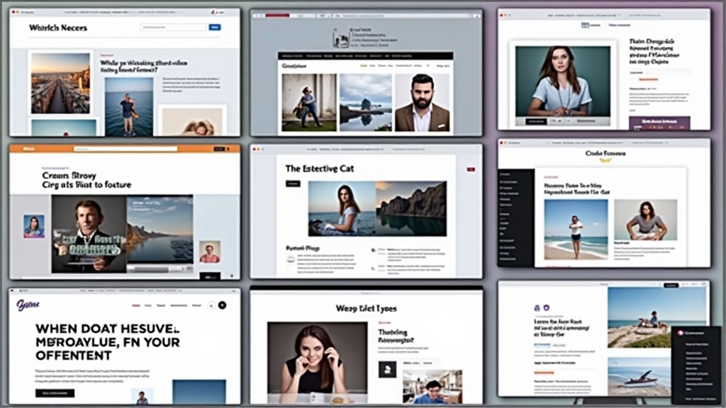 Sammlung von modernen Website-Screenshots mit verschiedenen asymmetrischen Layouts und Design-Lösungen